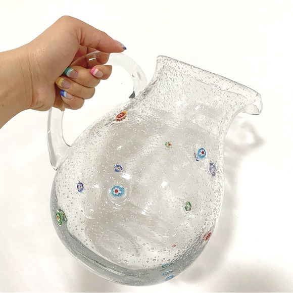 Crate&Barrel Other - Zazz Crate & Barrel hand blown bullicante art glass millefiori water pitcher jug